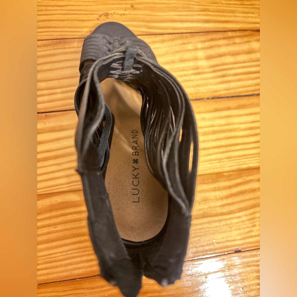 Lucky Brand Black Strappy Heeled Boots - Picture 5 of 5